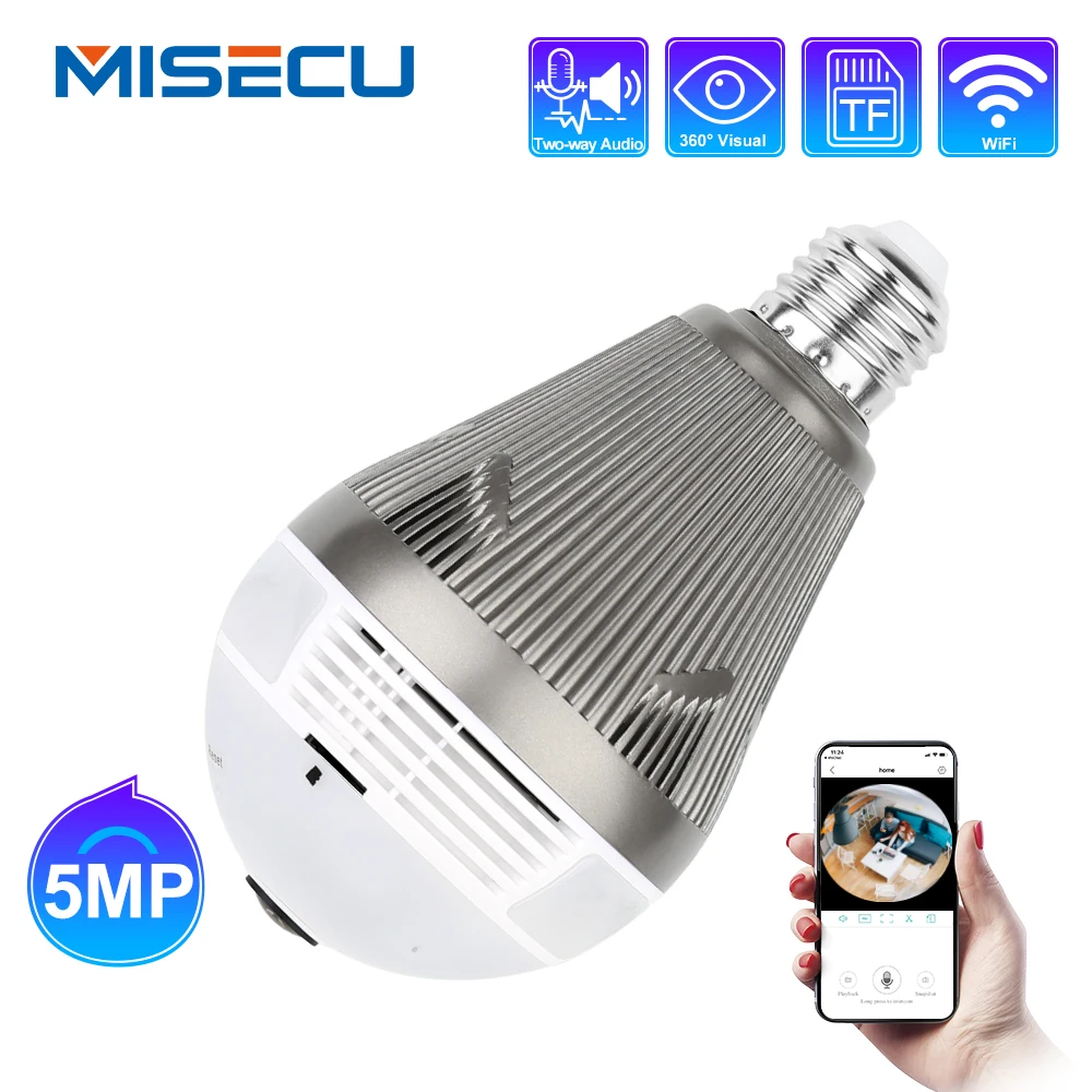 MISECU 5.0 MP 3.0 1.3 MP MP 360-stopinjski VR Avdio 128GB režo Brezžična IP Kamera Žarnica Wi-fi FishEye Home Security WiFi Kamera varnost