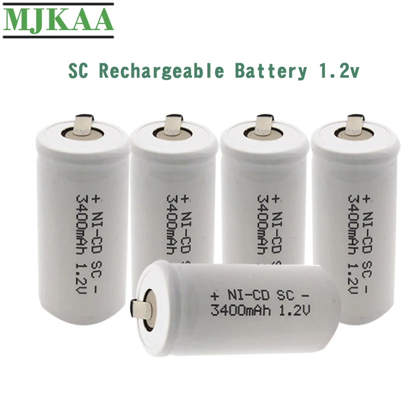 MJKAA SC Baterije 3400mAh 1,2 V 22*42 baterije za polnjenje Ni-CD Baterij za ponovno Polnjenje z Podaljšek Kabel za Električni Vrtalni Vijačnik