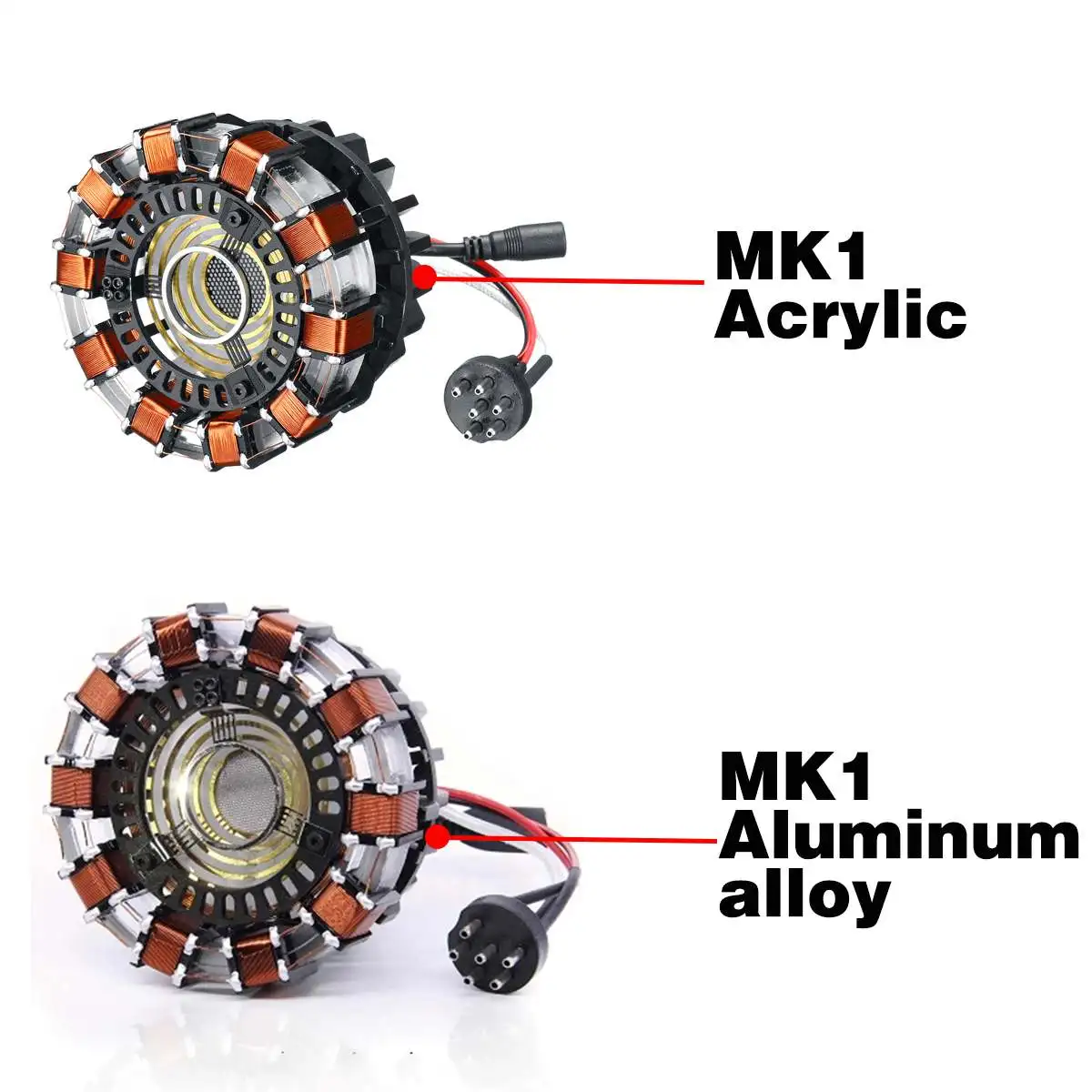 MK1/MK2 Aluminij Zlitine/Akril Tony 1:1 Arc Reaktorja DIY Model Komplet LED Prsih Lučka USB Movie Rekviziti Darila Znanost Igrača