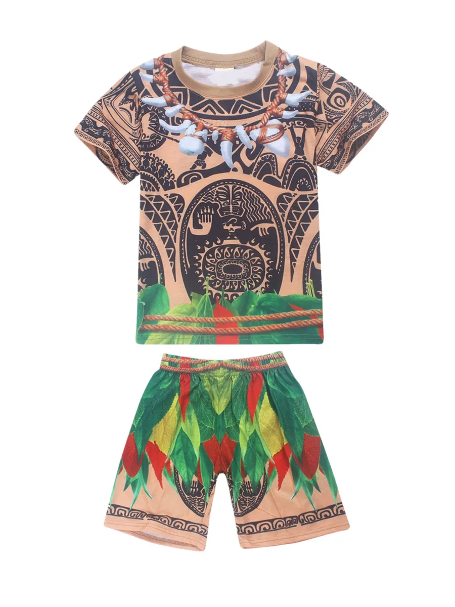 Moana Maui Kostum Cosplay Tattoo T Shirt/Hlače otroci, Fantje Halloween Party Cosplay Obleko Kostume