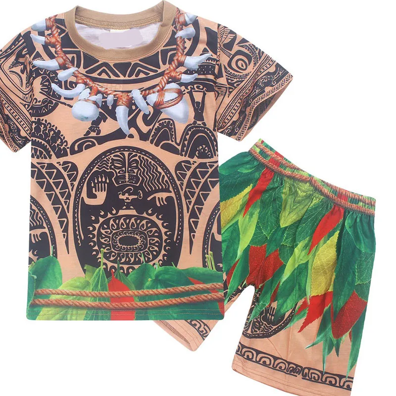 Moana Maui Kostum Cosplay Tattoo T Shirt/Hlače otroci, Fantje Halloween Party Cosplay Obleko Kostume