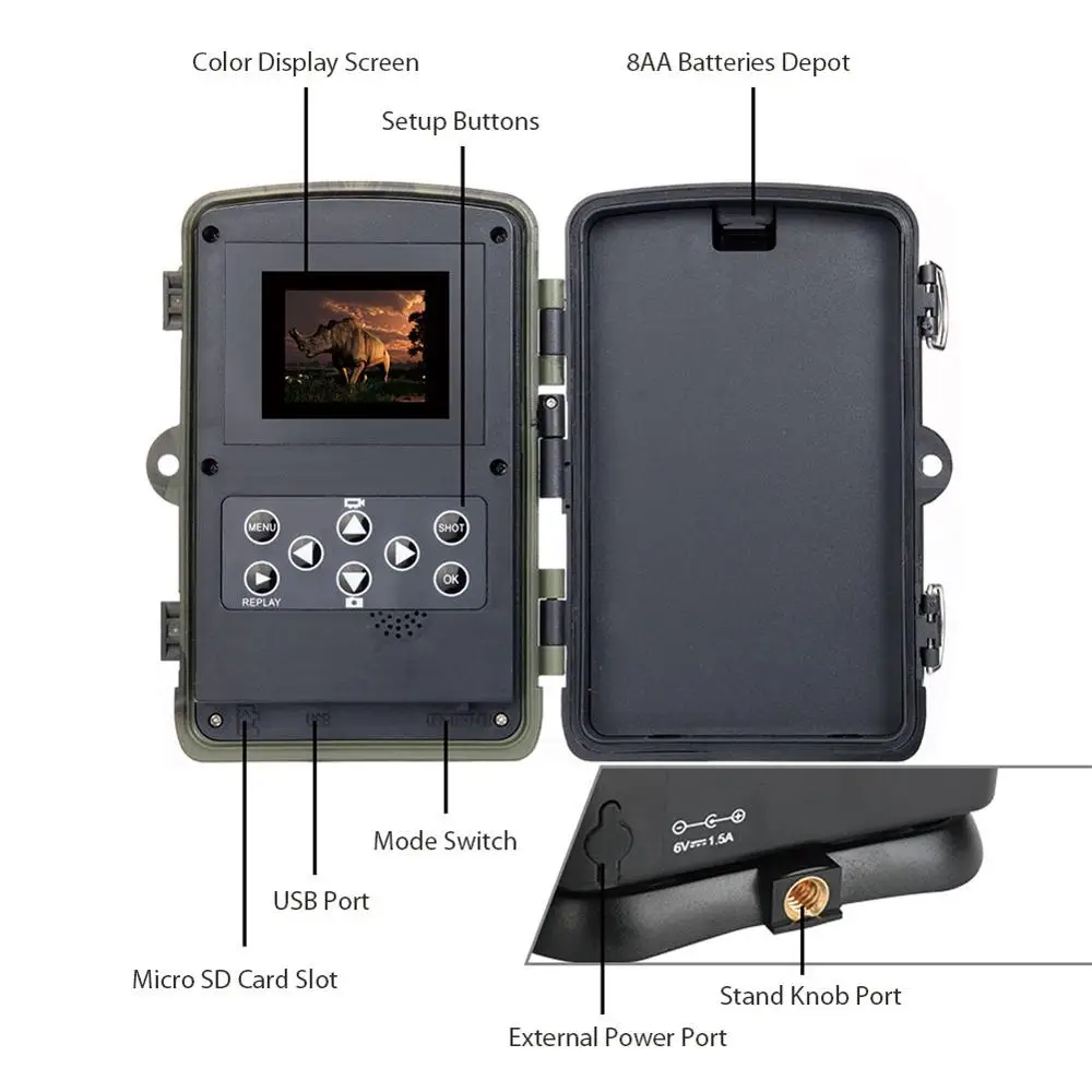 Mobilni Lovske Kamere 2G MMS SMS GSM 20MP 1080P Ir Brezžična Nočno opazovanje divjih živali Lovske Kamere HC801M