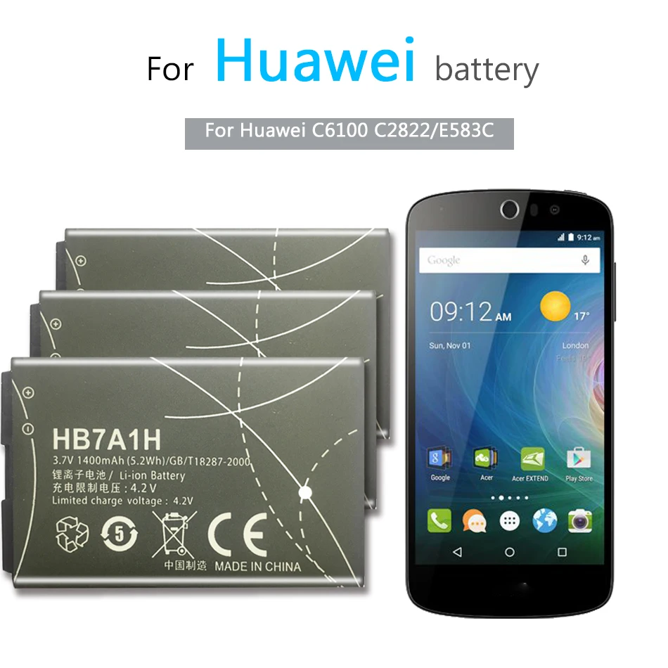 Mobilni Telefon Baterija HB7A1H Za Huawei Vzpon C6100 C2822 / E583C Usmerjevalnik C2823 C2827 C2829 E5830 E585 E5 1400mAh Baterija