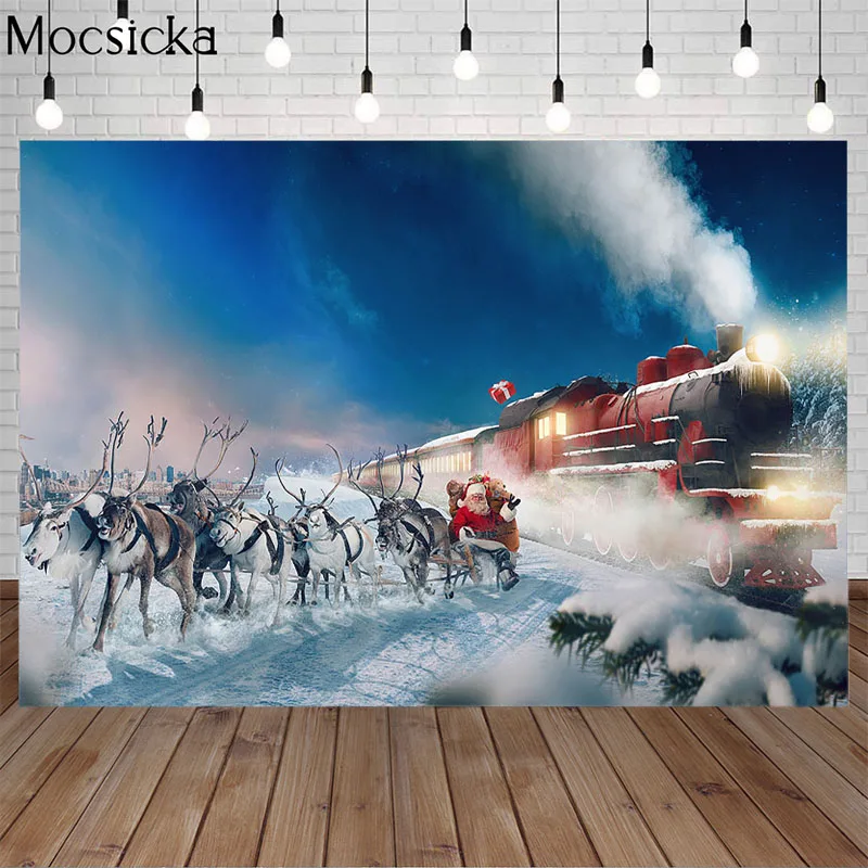 Mocsicka Christmas Castle Ozadje Božiček Darilo Fotografija Kulise Pozimi Sneg Otrok Okolij za Foto Studio