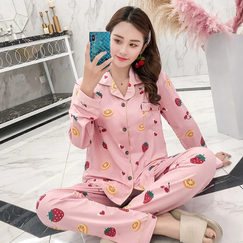Moda 2020 Jeseni, Pozimi Ženske Pižame Nastavite Dolg Rokav Risanka Dekleta Sleepwear Set Ženskih Loungewear Lepe Ženske Pižame Set