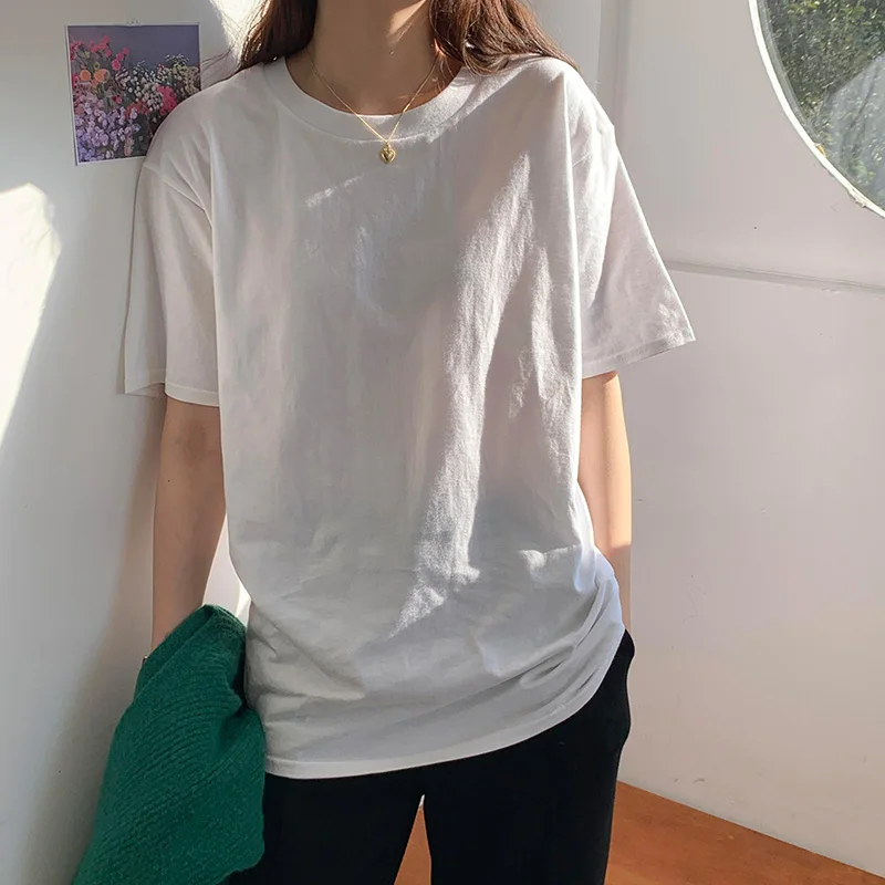 Moda Belo Kratek sleeved majica s kratkimi rokavi Ženske Pomlad Poletje Obleko 2021 Nova Ohlapna Bombažna Majica s kratkimi rokavi moški Top 230A