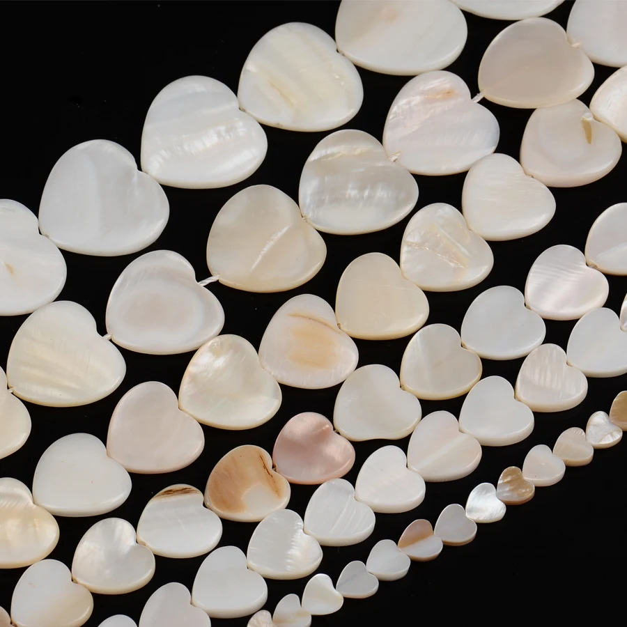 Moda Belo Srce Obliko Naravnega Lupina Kroglice Čar Svoboden Distančnik Kamen Kroglice za Nakit, Izdelava Needlework Diy /Ročno