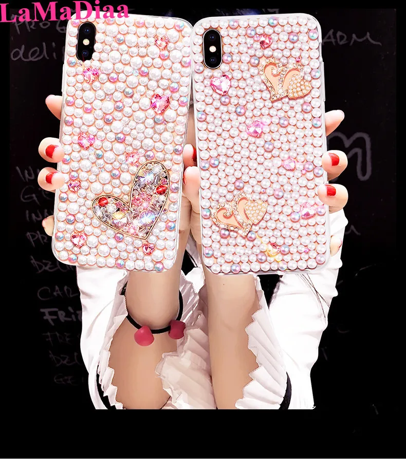 Moda Bling Kristalno Pearl Nosorogovo Telefon Primeru Zajema Diamond Mehko Ohišje Za iPhone X XS MAX XR 5S 6 6S 7 Plus 8 11 12 Pro MAX