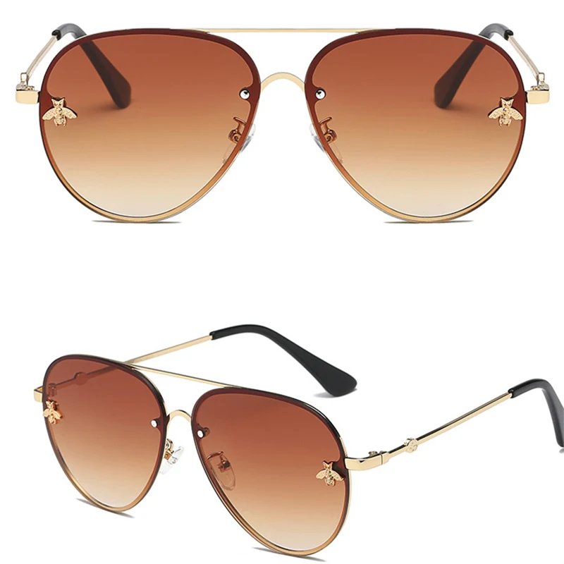 Moda dame sončna očala UV400 kovin, ovalni okvir čebel sončna očala klasična blagovno znamko, design športno vožnjo sončna očala