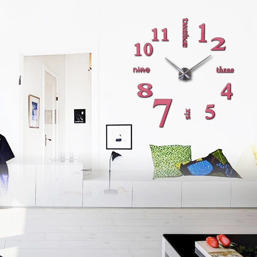 Moda Diy 3d Stenske Ure Design Akril Ogledalo Ure Evropi Nalepke Velike Okrasne vgrajena elektronska Gledam na steno