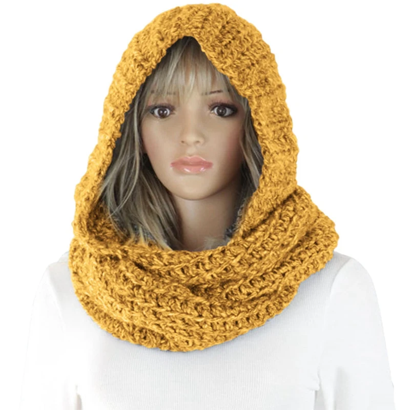Moda hooded hlače z oprsnikom žensk barva volnene skp pleteni šal toplo pleteni šal hladno ušesa zaščito za obraz