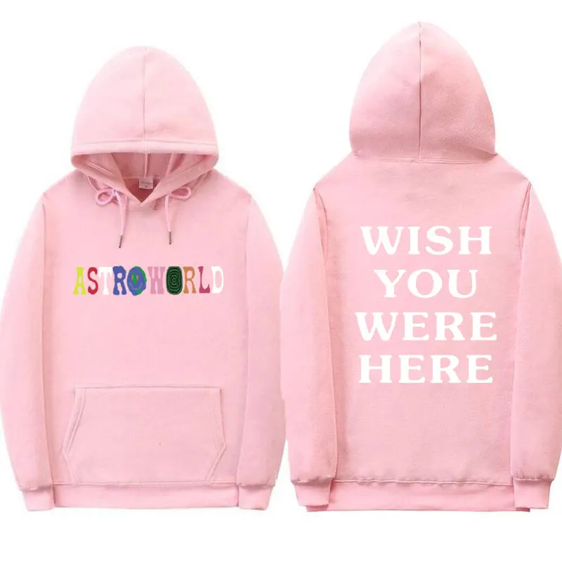 Moda hoodies za ženske Astroworld VAM ŽELIM, da so BILI TU hoodie ulične roza pulover s kapuco Travis Scott majica femme Puloverju