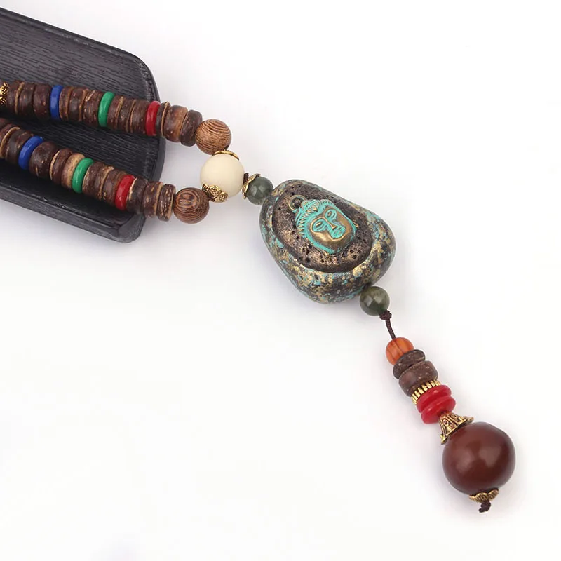 Moda izogniti mir enamell etnične buda obeski ogrlica letnik Nepal nakit,ročno sanwood bodhi kroglice letnik ogrlica