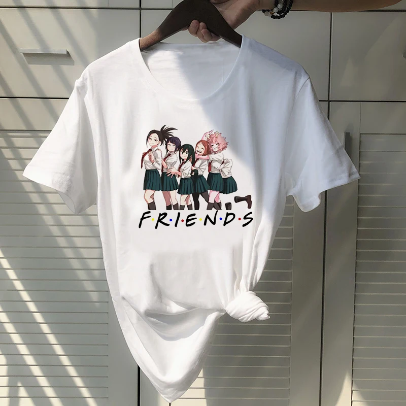 Moda Janpanese Anime T Srajce Moj Junak Univerzami Dekleta Natisnjeni T-Shirt Priložnostne Kratek Rokav Najboljši Prijatelji