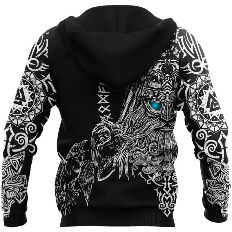 Moda jeseni Hoodie Viking tatoo 3D full tiskanja moška Majica Vrhnja zadrgo Puloverju športna jakna