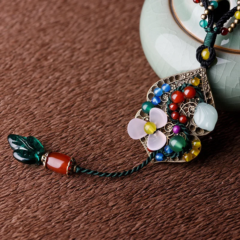 Moda Kitajski veter etnične nakit narave kamni letnik ogrlico ,nove etnične kamen ogrlico,ročno stekla zastekljena ogrlica