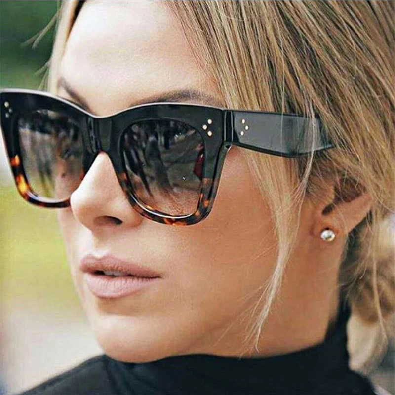 Moda Kvadratnih klasičnih sončna očala Ženske Letnik blagovne Znamke Leopard sončna očala Ženska Ženske Gradient Objektiv Velika Očala