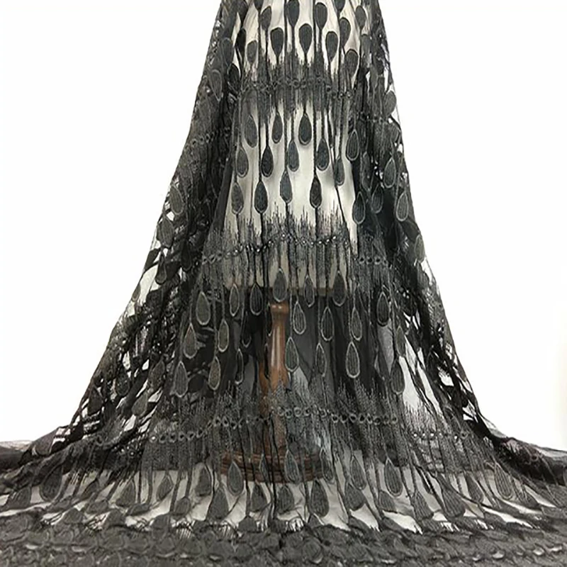 Moda navpično racionalizacijo perje črni afriški vezenje mrežasto obleko čipke Moda obleko tkanine oblačila materialov MF41