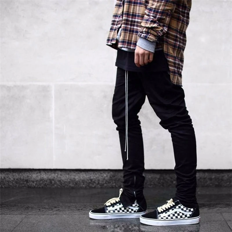 Moda novih moških Slim skateboard hlače Noge Zadrgo povodec priložnostne hlače justin bieber hip hop stilu Trdni moški jogger sweatpants
