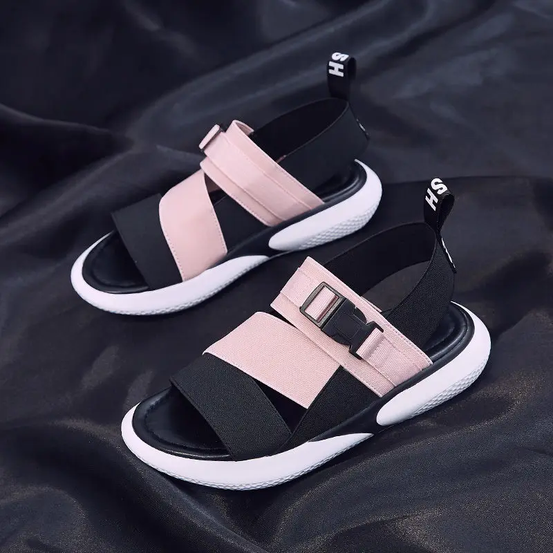 Moda open toe športne sandale T-oblikovane sponke debele pete platforma čevlji 2020 žensk je poleti ravno priložnostne čevlji ženski natikači