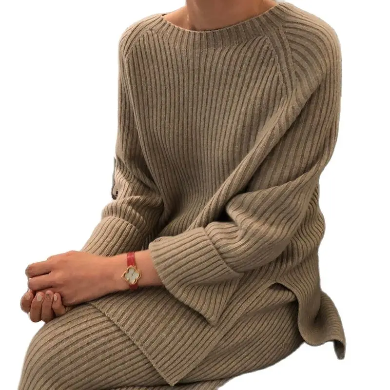 Moda plus velikost ustrezala jesenskih in zimskih oblačil za ženske 2021 nova jopica jopica širok noge hlače dva kosa iz ženske puloverji