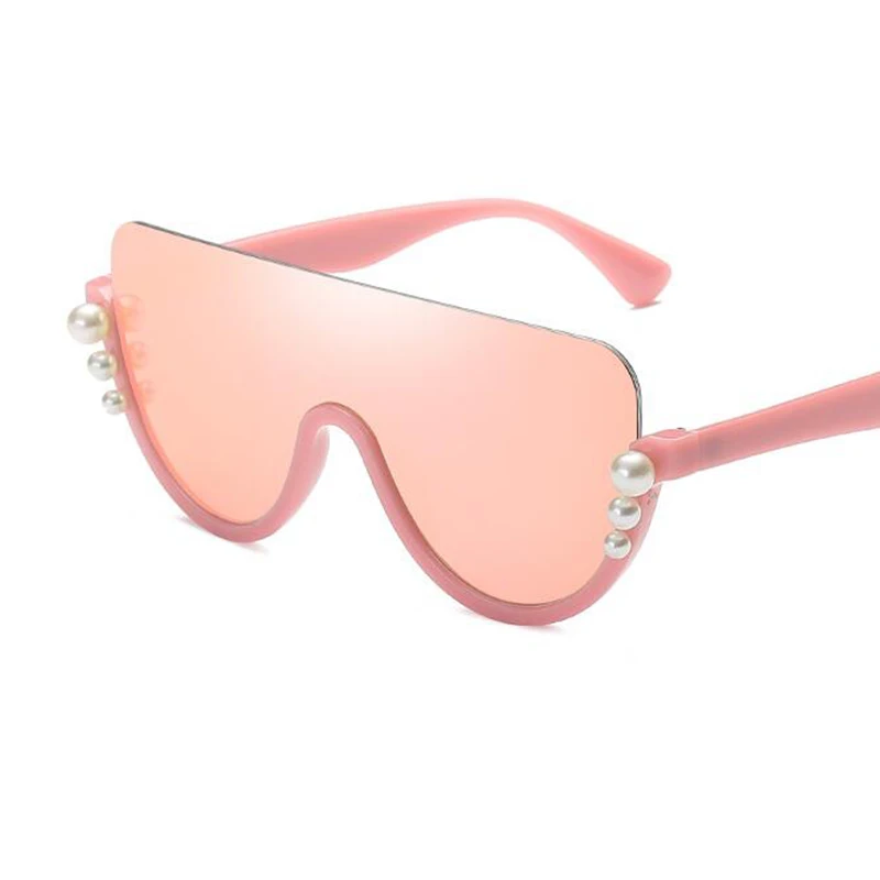 Moda Prevelik sončna Očala Ženske Enega Kosov Belih Pol Okvir Pearl sončna Očala Ženski Luksuzni Oblikovalec Odtenki UV400 Edinstven