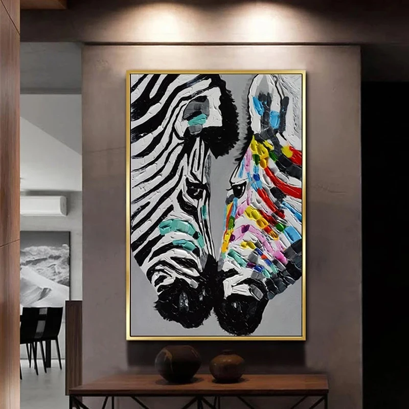 Moda Sodobno Abstraktno Živali Natisnjeni Zebra Plakat Oljna slika Na Platnu Slika Wall Art za Dnevni Sobi Doma Dekor