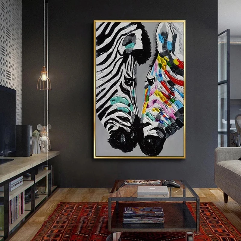 Moda Sodobno Abstraktno Živali Natisnjeni Zebra Plakat Oljna slika Na Platnu Slika Wall Art za Dnevni Sobi Doma Dekor