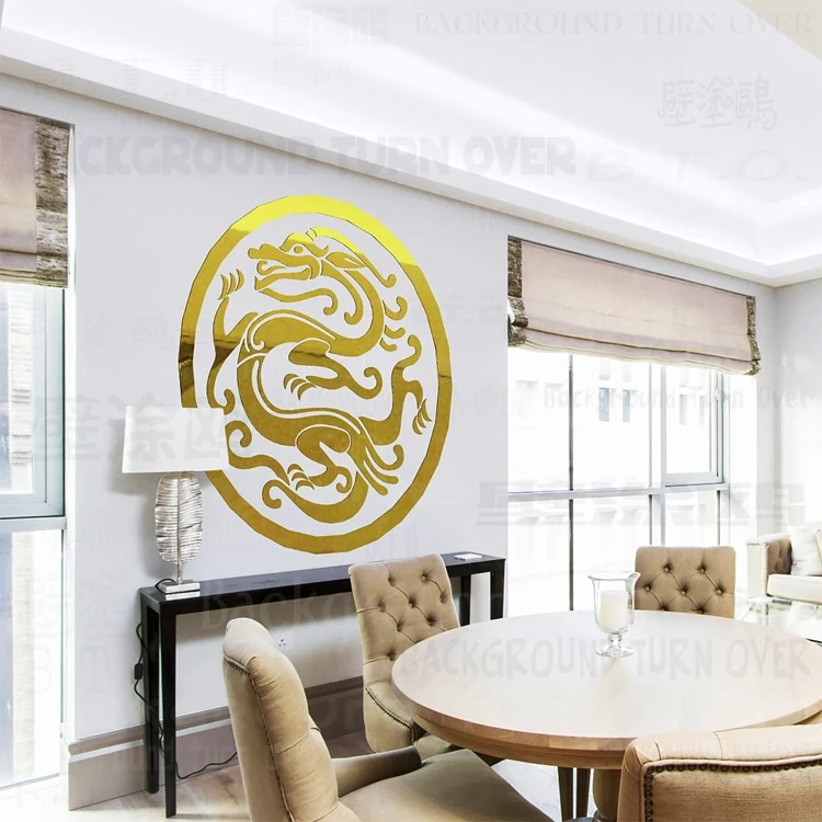 Moda ustvarjalne tradicionalni Kitajski zmaj ogledalo stenske nalepke za dnevno sobo, jedilnico dekoracijo R217