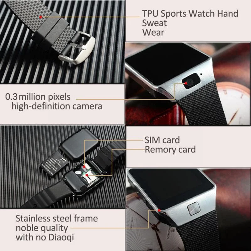 Moda velik zaslon Smart Ure za moške Ure Podpira Tf Kartice Fotoaparata Otroci gledajo Šport Bluetooth ročno uro Za IOS Android