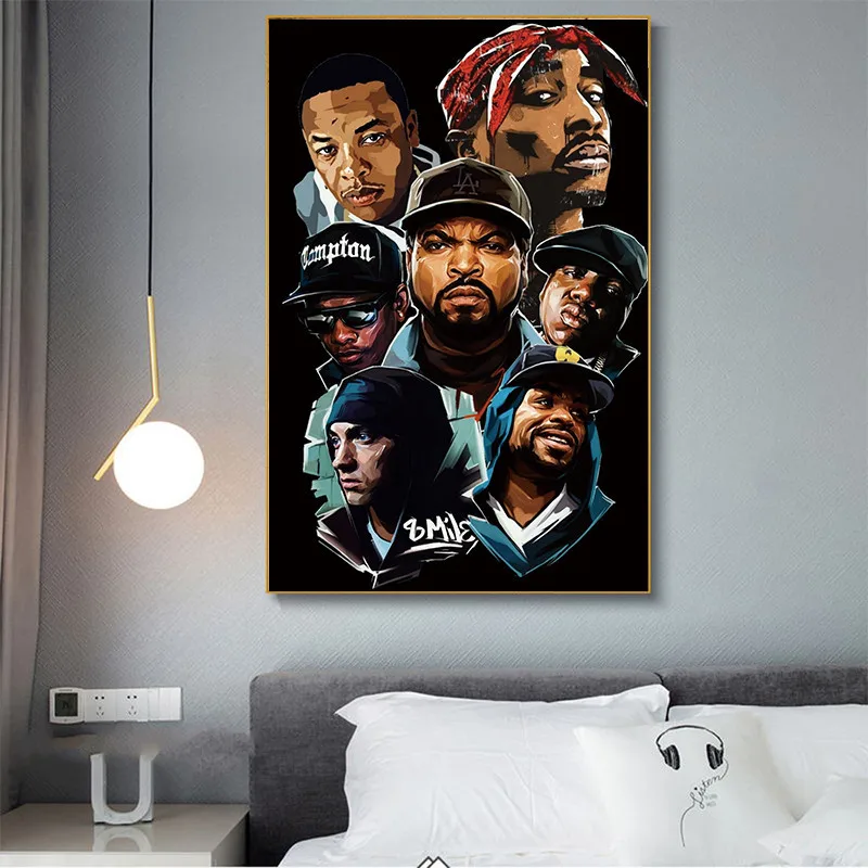 Moda West Coast Hip Hop Tupac Glasbenih Plakatov in Fotografij Platno Slikarstvo na Wall Art Sliko Za Domov Soba Dekoracijo brez okvirja
