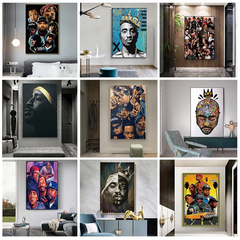 Moda West Coast Hip Hop Tupac Glasbenih Plakatov in Fotografij Platno Slikarstvo na Wall Art Sliko Za Domov Soba Dekoracijo brez okvirja