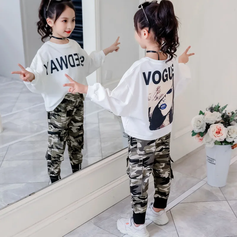 Moda za Dekleta Padec Obleke z Dolgimi Rokavi T-shirt Hlače 2pcs Določa Otroci Oblačila 4 6 8 10 12 Leta Teen Oblačila, ki Spomladi leta 2020