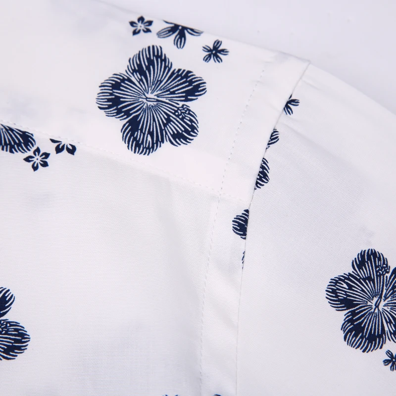 Moda za moške Dolg Rokav Cvetlični Tiskane Majice Nosijo v Udobno Standard-fit Priložnostne Tanke Gumb navzdol Ovratnik Vrhovi Majica