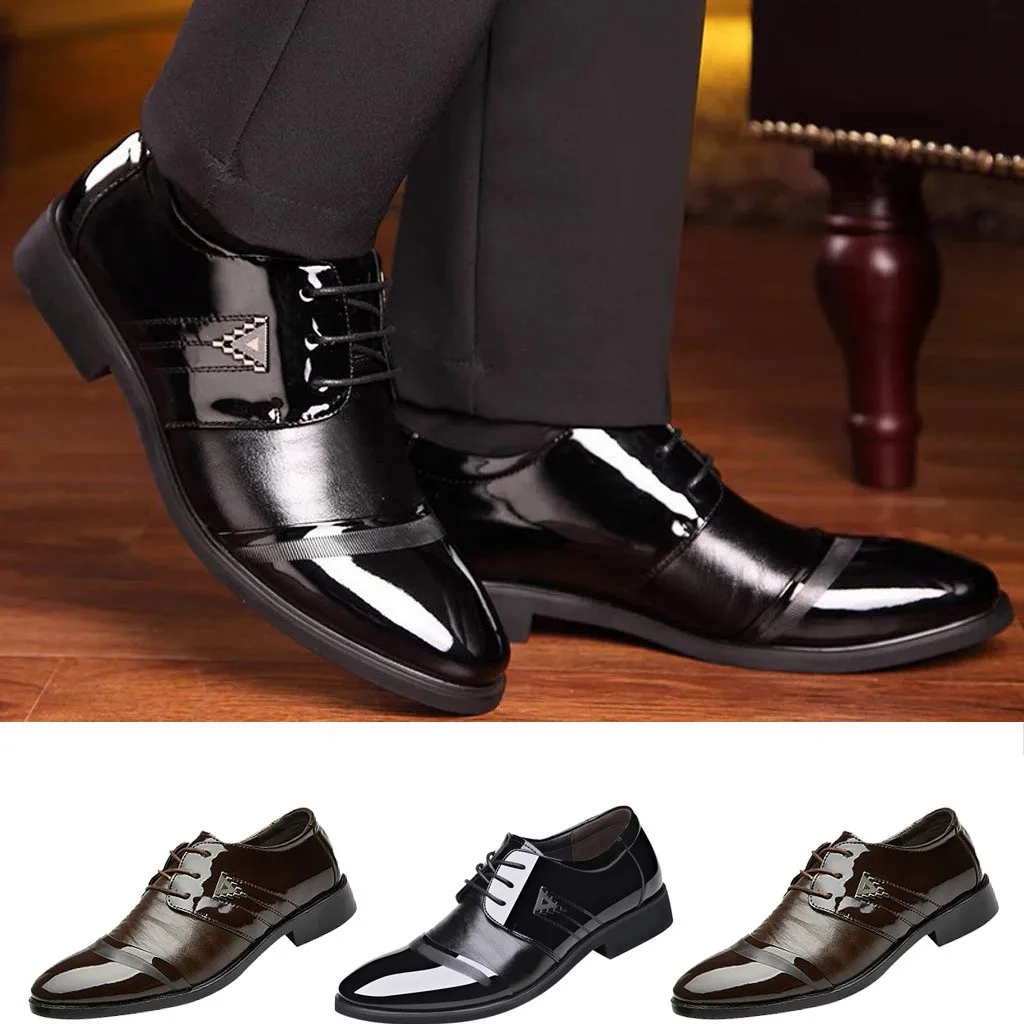 Moda Za Moške Poslovne Usnjeni Čevlji Priložnostne Opozoril Toe Čipke Čevljev Moško Obleko, Čevlji