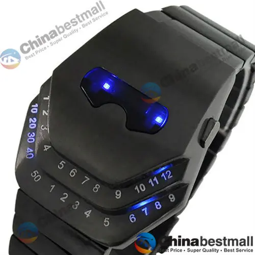 Moda za Moške Quartz Luksuzni Digitalne Ure Snakelike Watch Črna z Modro Svetlobo LED Ročne ure, iz Nerjavnega Jekla Watch Iron Man