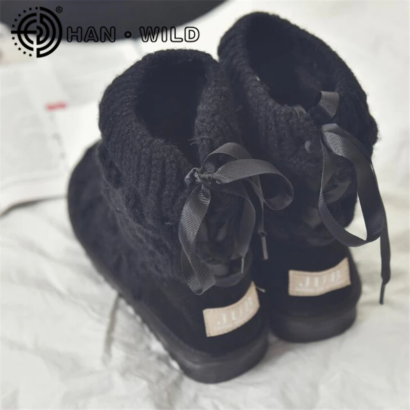 Moda Za Ženske, Pletenje Sneg Škornji Volne Niti Toplo Pozimi Škornji Sneg Čevlji Ženski Zimski Škornji Gospe Priložnostne Čevlji