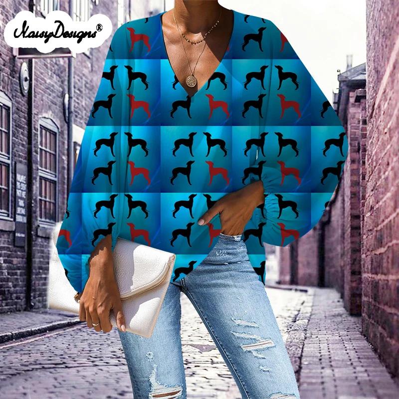 Moda za Ženske, Tunika Vrhovi Poletje Jesen Priložnostne O-vratu Pisane Hrt pes Tiskanje Bluzo Vrhovi Plus Velikost XXL Dropshipping 2020