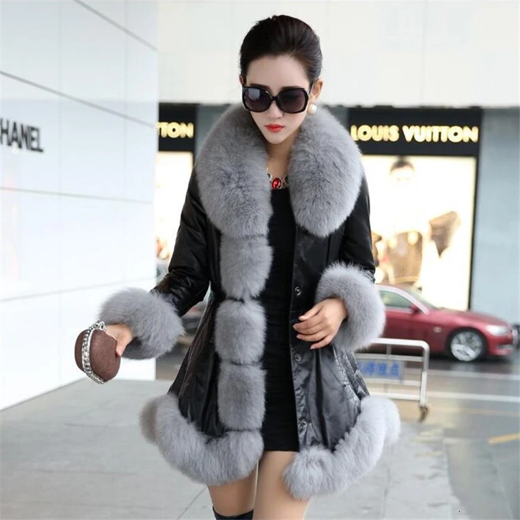 Moda Zimske Ženske Specializiranimi za umetno Krzno Visoke Kakovosti Umetno Ovčje Plašči S Toplo Krzno Fox Ovratnice Ženski Krzno, krzneni izdelki Plus Velikost Plašč Ženske
