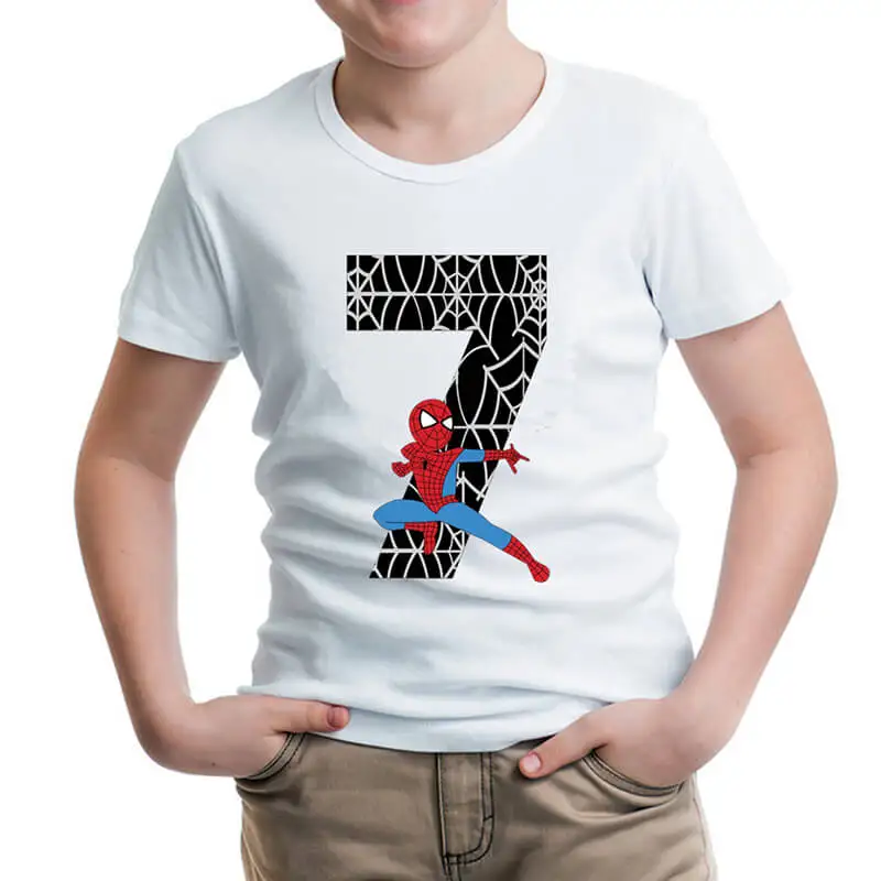 Moda Število Tiskanja Fantje T Shirt Poletje Kratek Rokav O-vratu Otroci Priložnostne Tee Otroci Oblačila Risanka T Shirt KT-2193