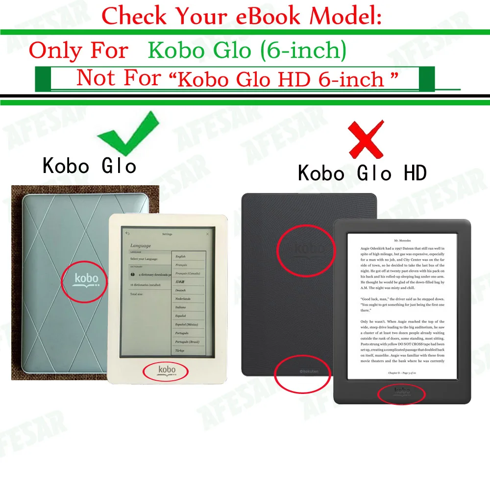 Model N613 eBook Pokrovček Primeru za Kobo Glo 6 inch Rakuten ebook odslej pu usnja kritje torbica z Magnetno Closured Spanja