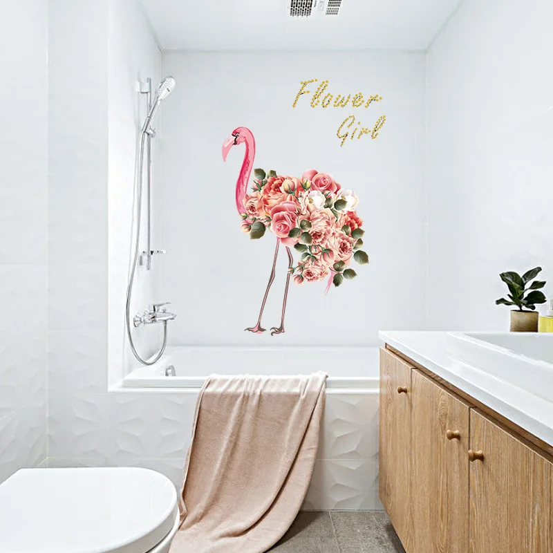 Moderne 3D flamingo stenske nalepke kuhinji PVC okna omaro ploščice, Stene wc dekoracijo sten umetnosti nalepke, dnevna soba stenski plakat
