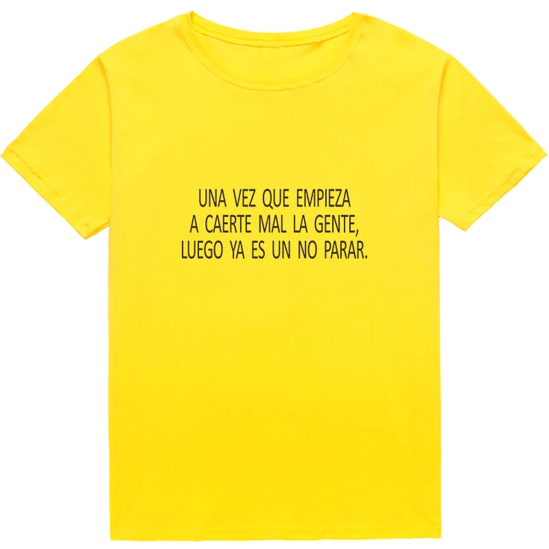 Modna majica s kratkimi rokavi Ženske španski Pismo Tiskanja tshirt Poletnih vrh lady priložnostne majice Hipster Dekle tee Camiseta Feminina
