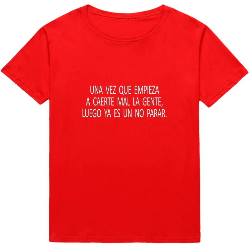 Modna majica s kratkimi rokavi Ženske španski Pismo Tiskanja tshirt Poletnih vrh lady priložnostne majice Hipster Dekle tee Camiseta Feminina