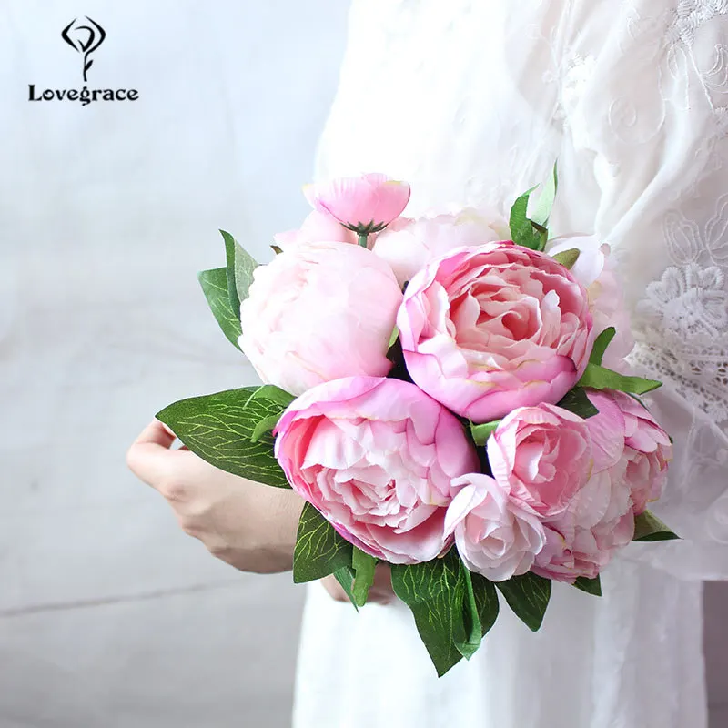 Modna Poroko Centerpiece Umetno Cvetje Belo Peony Kup Ročno izdelanih DIY Poročni Šopek Poročni Dekor Pink Rose Dodatki