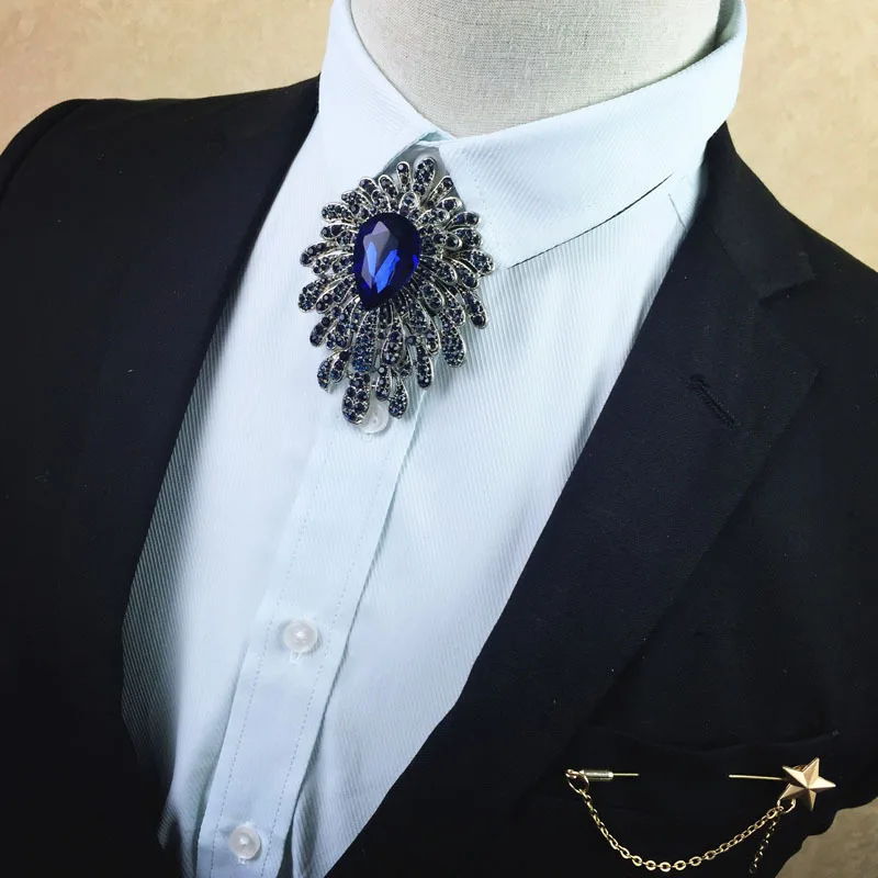 Modni Trend, Blue Diamond Gospod Slog Oblačila Kravato korejski Moške Lok Kravato Ženina Poročna Obleka Ovratnik Cvet Broška