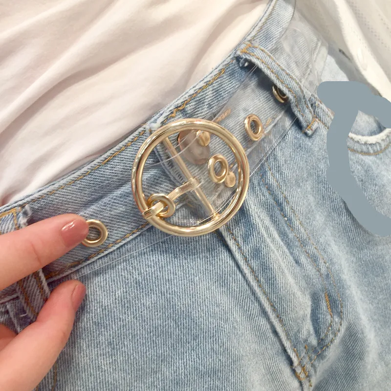Modno Oblikovanje je zlato Kovinsko srce sponko pasu srebro prozorne Plastike PVC trak pasovi Prozorno plastično Pasu pas za Ženske jeans