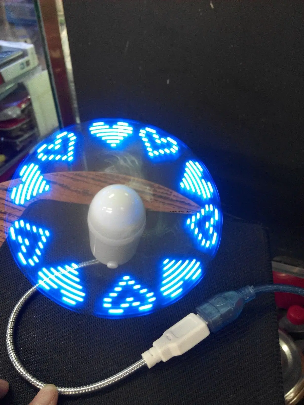 Modra Trajno Nastavljiv USB Pripomoček Mini Prilagodljivo LED Luči USB Ventilator Ura, Namizno Uro Kul Gadget Prikaz Časa
