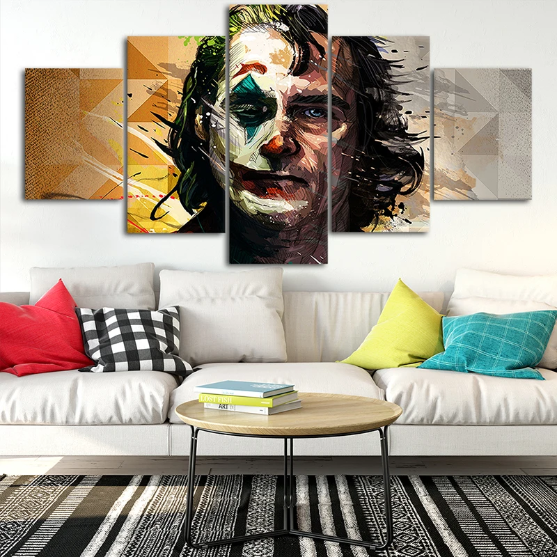 Modularna Plakati 5 Kosov Platno HD Tiskanja Joker Film Barve Grafitov Slike za Dnevni Sobi Doma Dekoracijo Wall Art Okvir