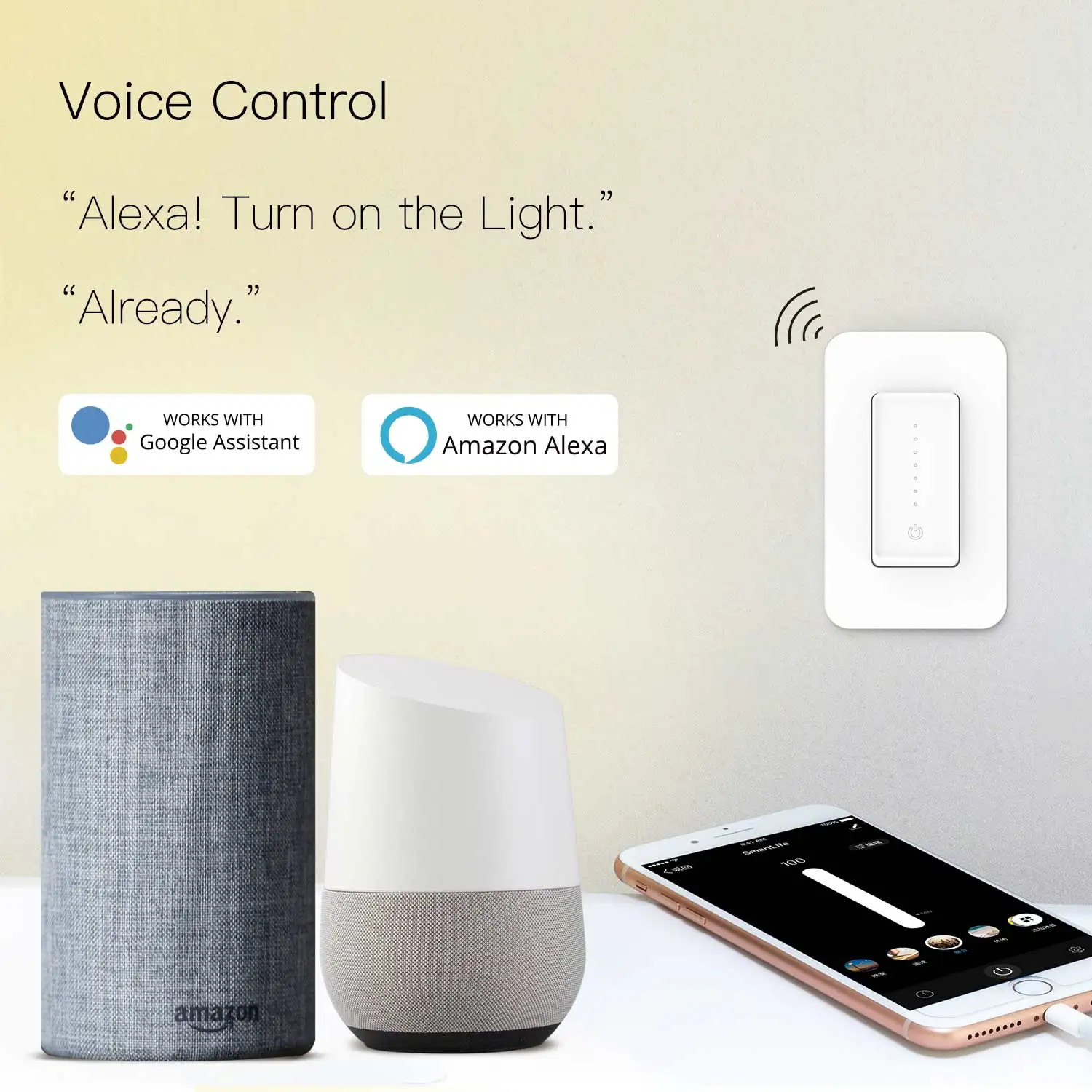 Moes NAS WiFi Smart Luči stikalo za kratke luči Stikalo Smart Life/Tuya APP je Združljiv z Alexa Google Dom za Glasovni Nadzor,Ni Potrebno Hub